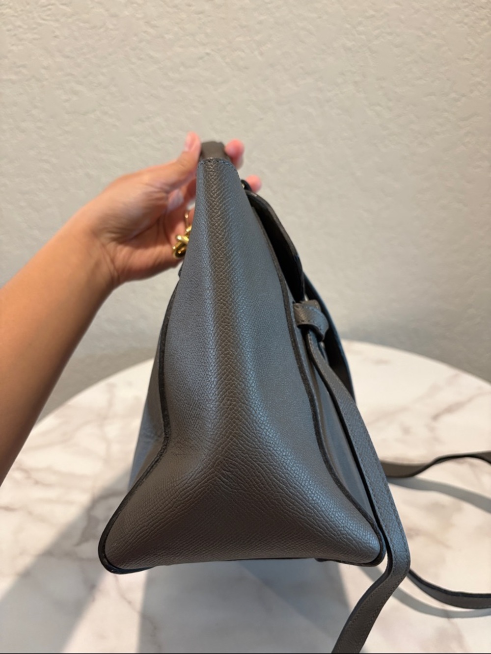 Celine Mini Belt Gray Leather Satchel with Top Handle - Picture 5 of 15